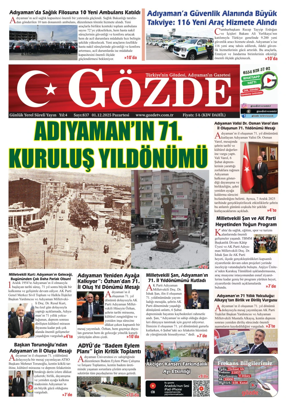 01 ARALIK 2025/837 Sayı