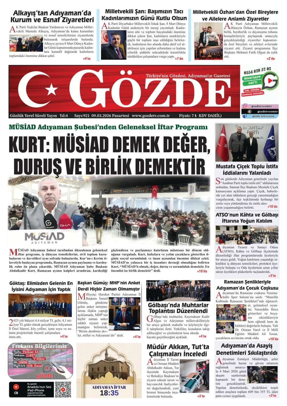09 MART 2026/921 Sayı