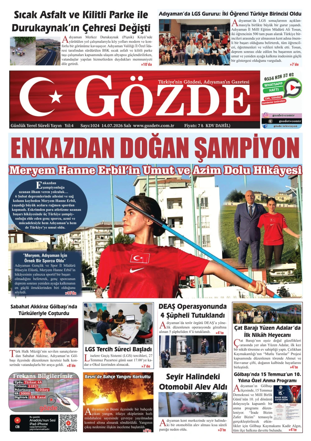 14 TEMMUZ 2026/1024 Sayı