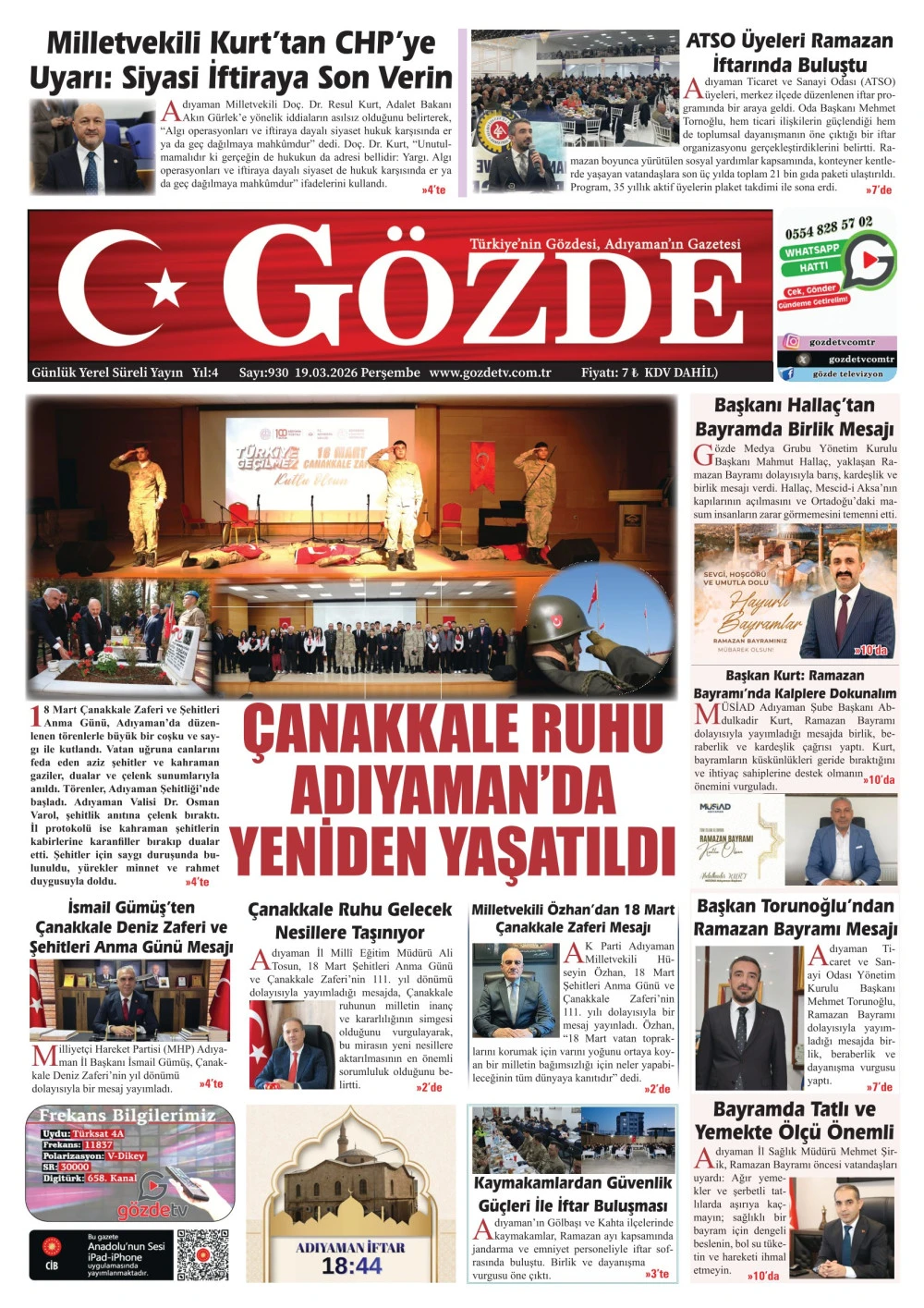 19 MART 2026/930 Sayı