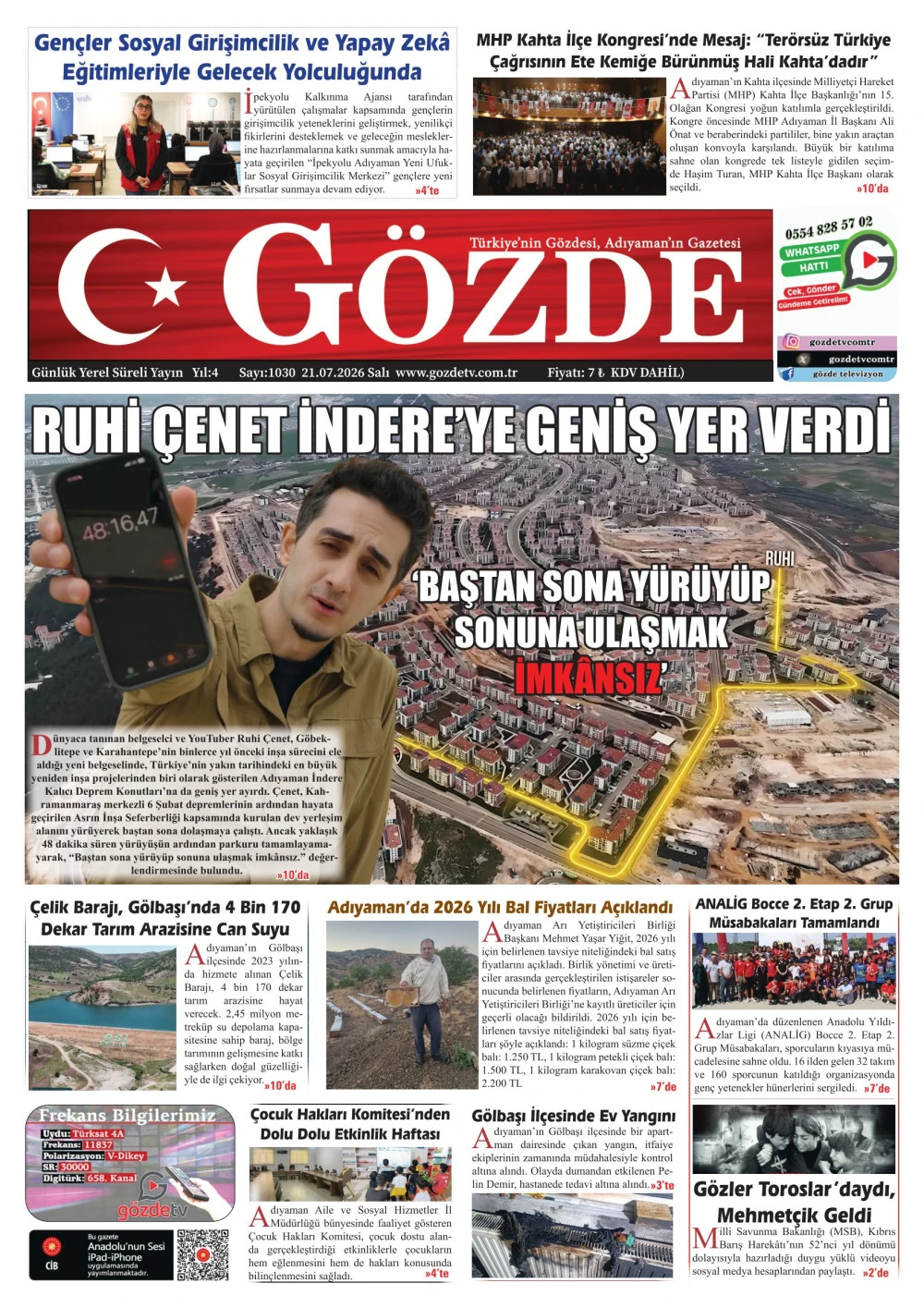 21 TEMMUZ 2026/1030 Sayı
