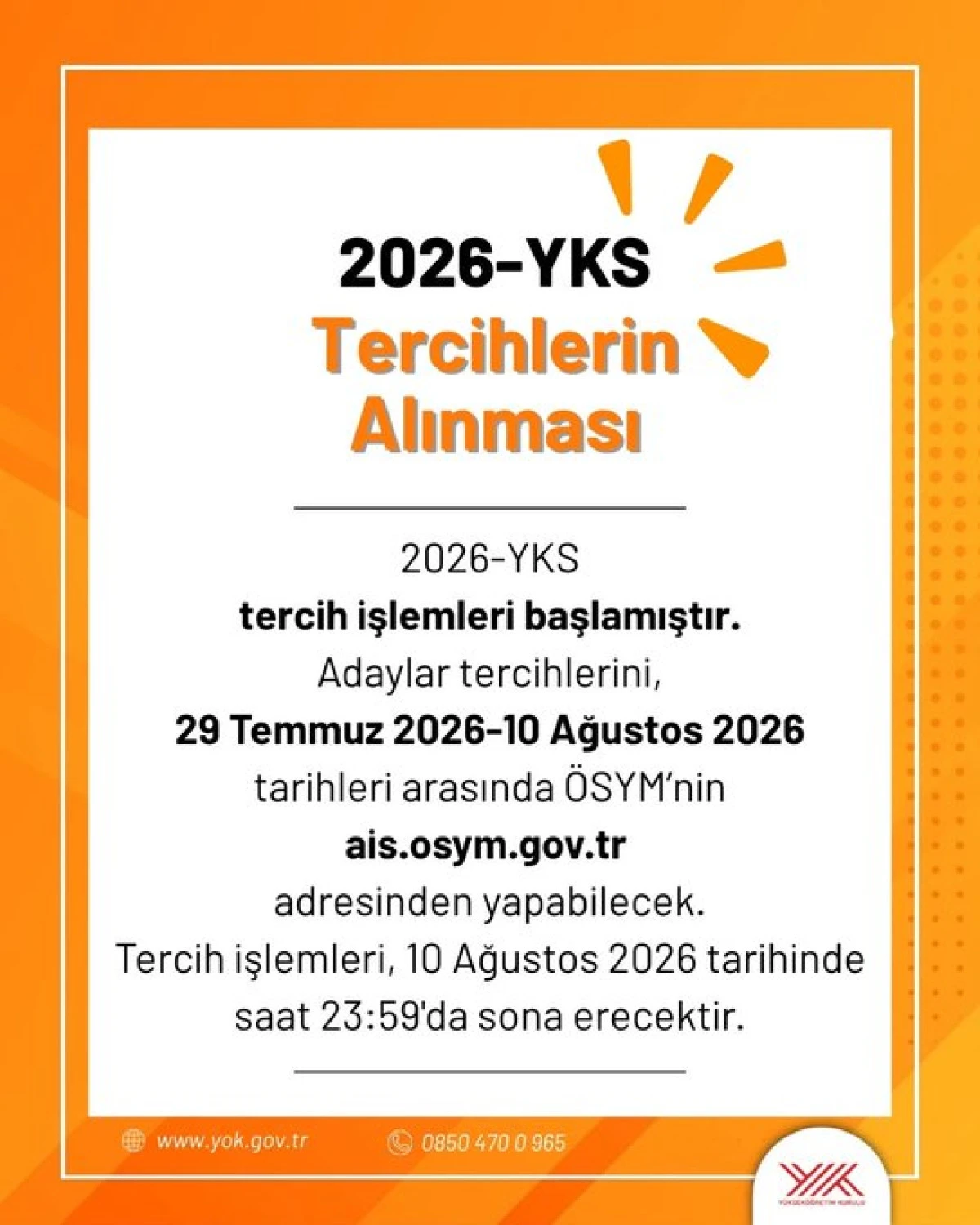 2026-YKS Tercih S&uuml;reci Başladı