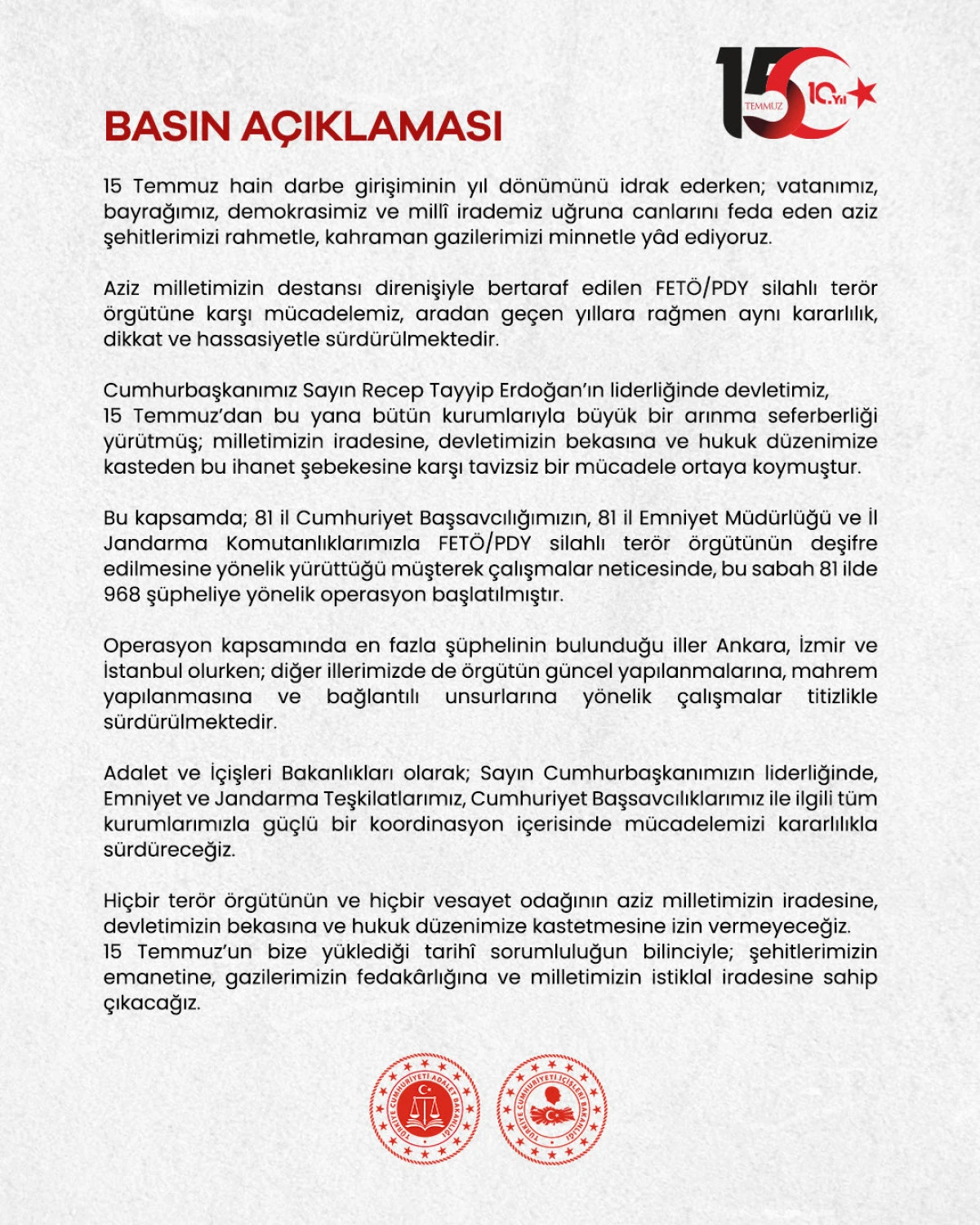 81 ilde FET&Ouml;/PDY operasyonu: 968 ş&uuml;pheli hakkında geniş &ccedil;aplı soruşturma başlatıldı