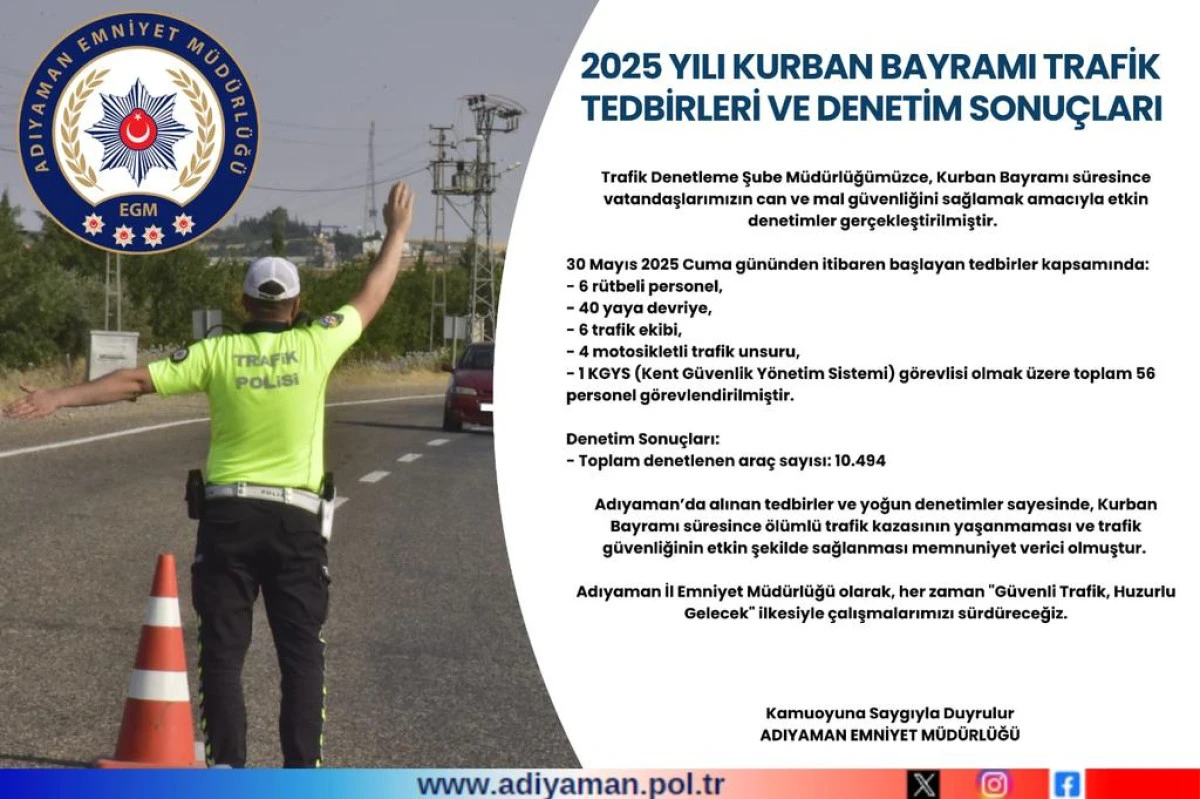 Adıyaman’da Kurban Bayramı Trafik Denetimleri Tam Not Aldı