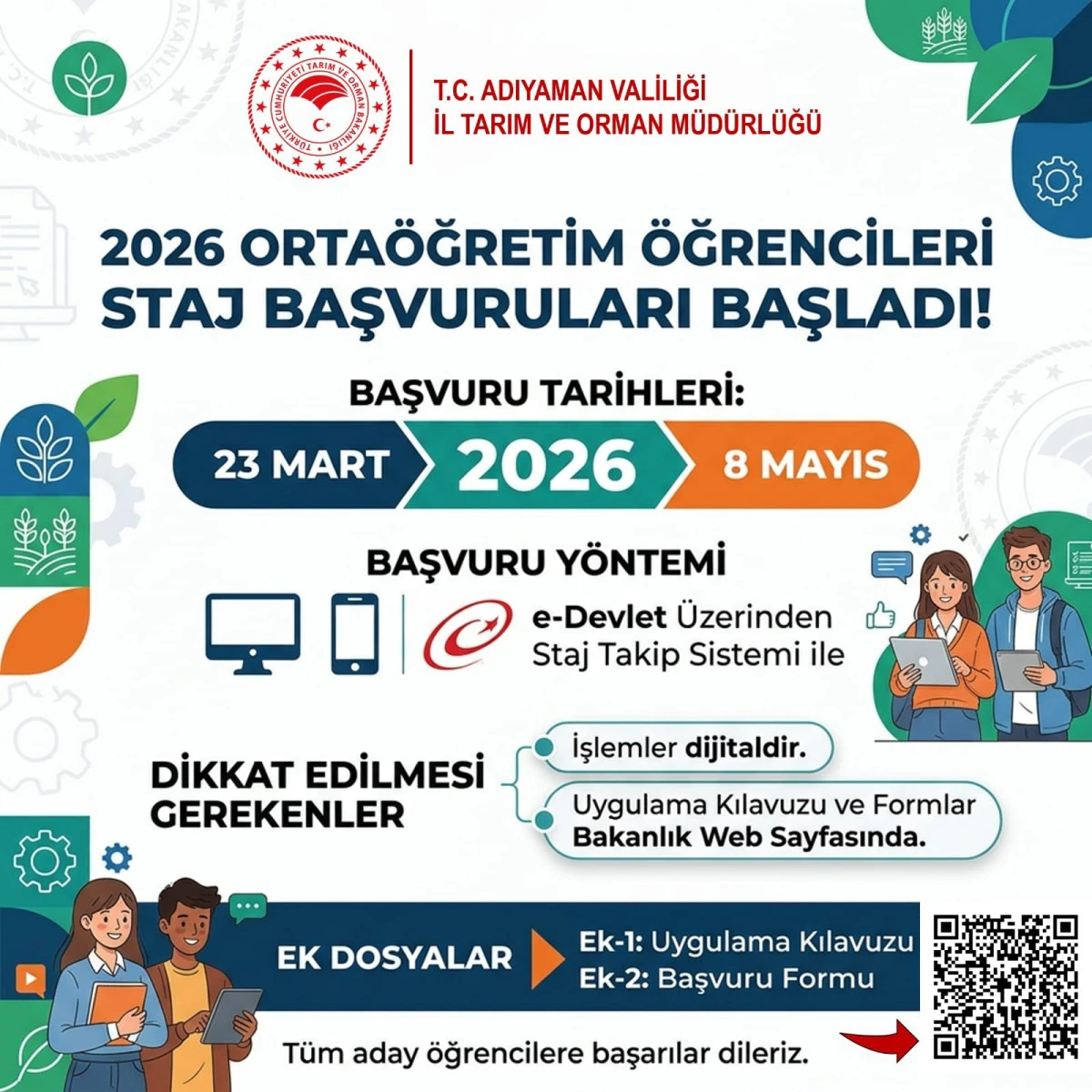 Adıyaman&rsquo;da Orta&ouml;ğretim &Ouml;ğrencilerine Staj Fırsatı: Başvurular 23 Mart&rsquo;ta Başladı