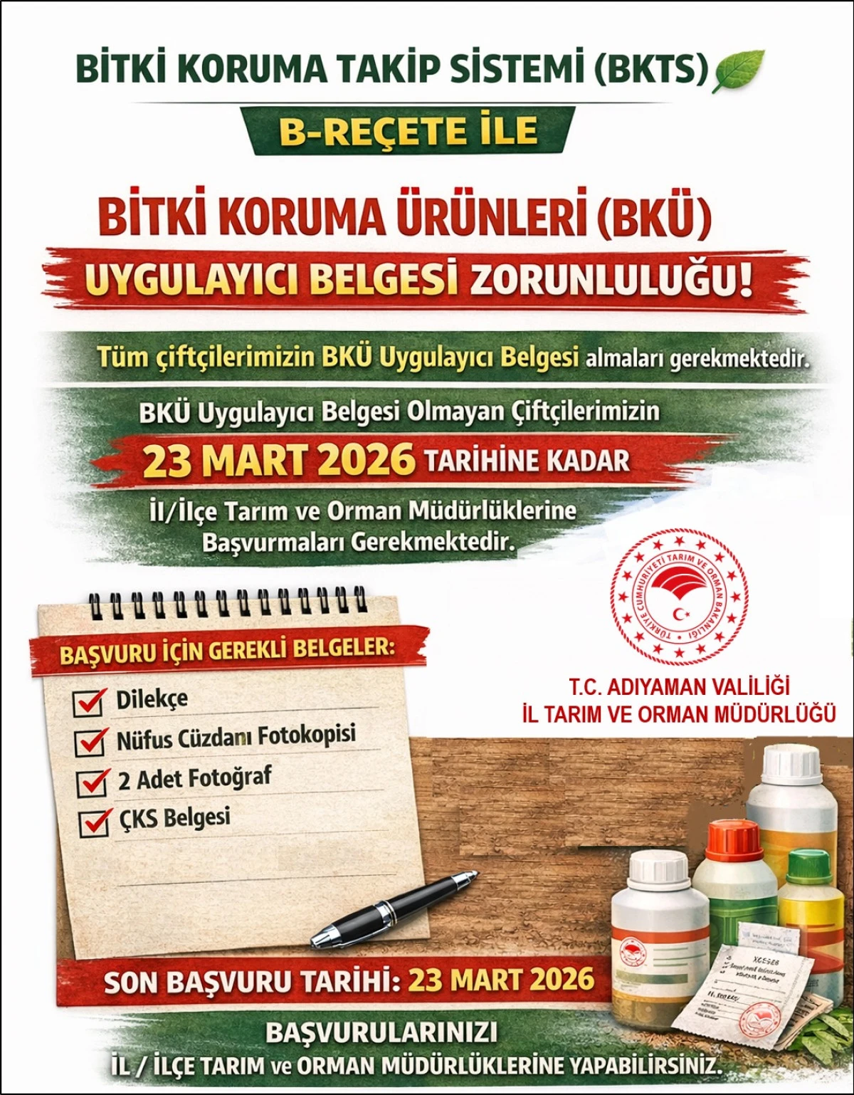 Adıyaman&rsquo;daki T&uuml;m &Ccedil;ift&ccedil;ilere Uyarı!