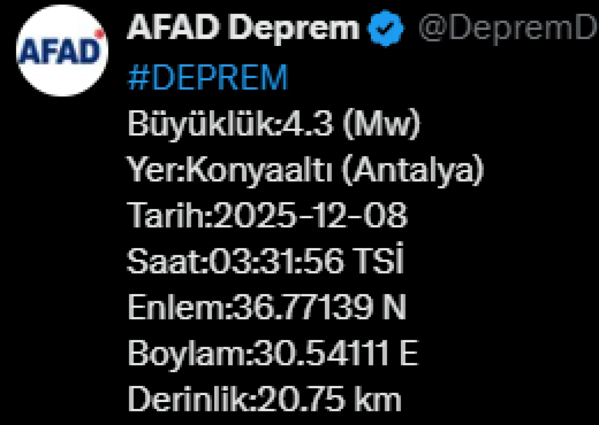 Antalya ve Van’da Depremler 
