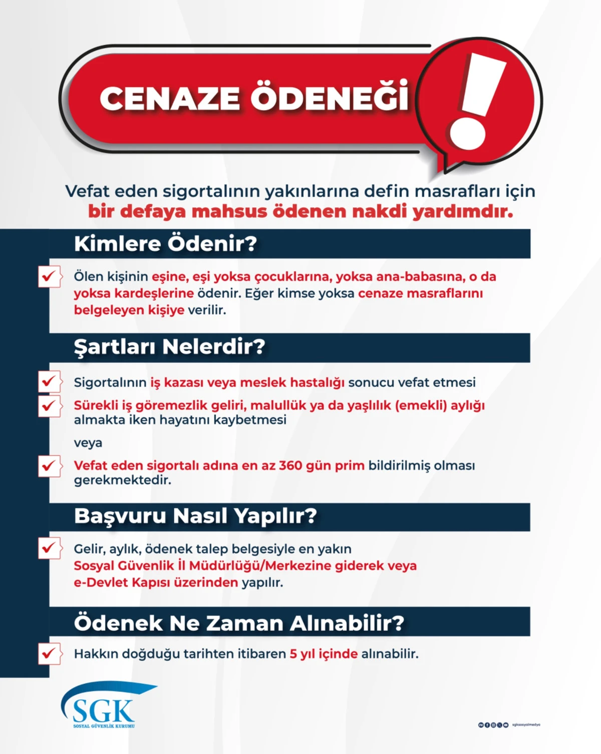 Cenaze &Ouml;deneği Başvurular 5 Yıl İ&ccedil;inde Yapılmalı