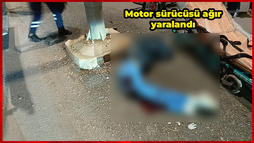 Direğe Çarpan Motosiklet Sürücüsü Ağır Yaralandı