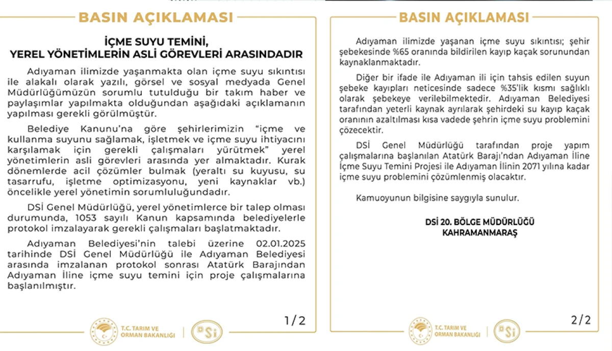 DSİ, Su Kesintileri İçin Belediyeyi İşaret Etti: “Şebekede Yüzde 65 Kayıp Var”