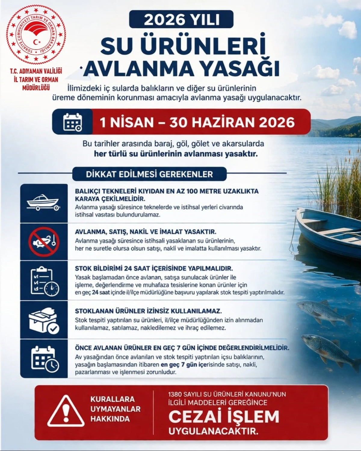 İ&ccedil; Sularda Av Yasağı 1 Nisan&rsquo;da Başlıyor: Kurallara Uymayana Ceza Var