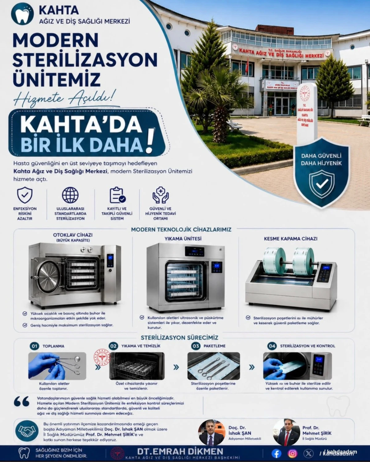 Kahta Ağız ve Diş Sağlığı Merkezi&rsquo;ne Modern Sterilizasyon &Uuml;nitesi