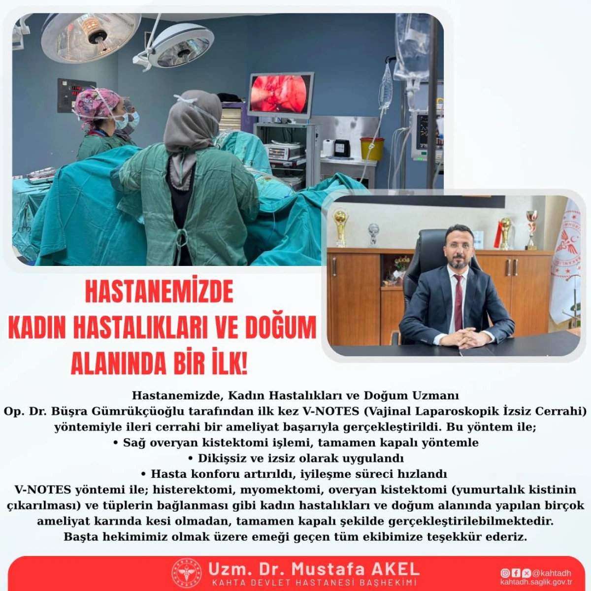 Kahta Devlet Hastanesi&rsquo;nde Kadın Hastalıkları ve Doğum Alanında Bir İlk