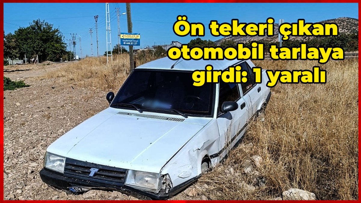 Ön tekeri çıkan otomobil tarlaya girdi: 1 yaralı