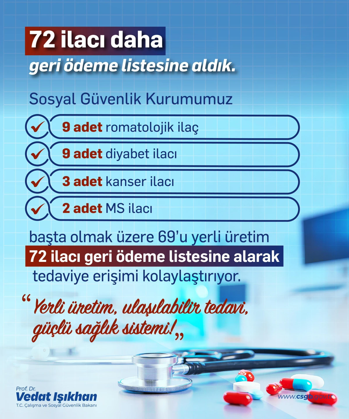 SGK, 72 İlacı Geri &Ouml;deme Kapsamına Aldı
